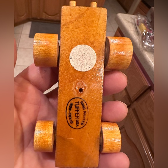 TUFFER USA Wooden Handmade Race Car W Yellow And Blue Detailing - Picture 12 of 16